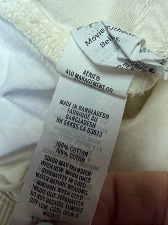 AERIE Cargo Pants High Waist Go-For-It Baggy Parachute Jogger Womens Large Ivory - Picture 13 of 13